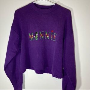 vintage minnie mouse purple crew neck crop top